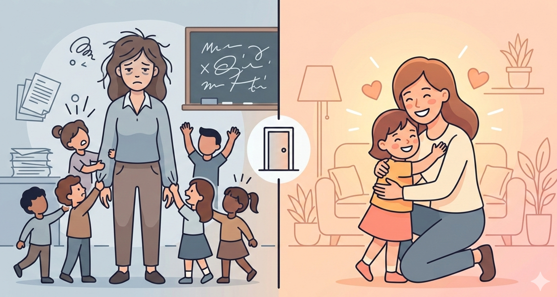 Memisahkan Urusan Kelas dan Rumah: Cara Tetap Menjadi Orang Tua yang Hangat Setelah Lelah Menghadapi Anak Orang Lain Seharian